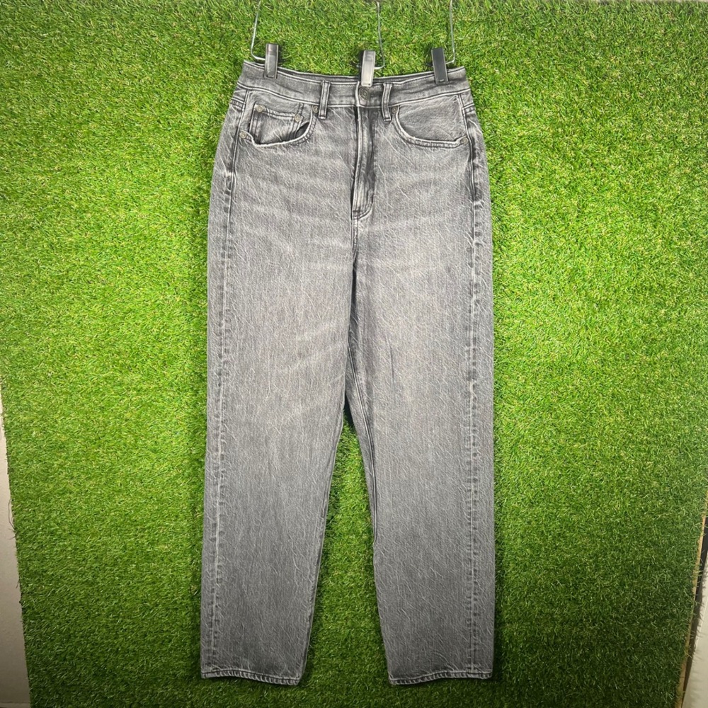 American Eagle High‎ Waisted Straight Leg Jeans Womens 4 Regular Faded Black